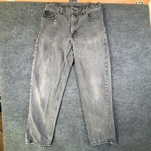 Carhartt Jeans Mens 33x30.5 Gray Denim Logo Mid Rise Straight Leg Cowboy Western